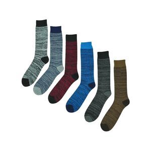 Two-Tone Marled Pattern Men'S 6-Pack Crew Socks
